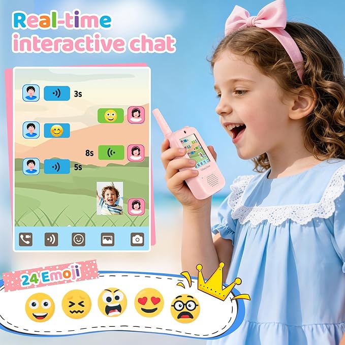 Video Walkie Talkies for Kids - Upgraded Handheld Rechargeable with Camera, Take Photos, Video Call & Voice Messages, Perfect for Outdoor Hiking,Camping,Travel (2 Pack)