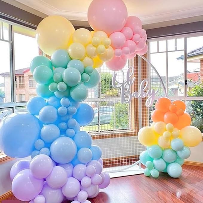 Pastel Rainbow Balloon Arch Garland Kit, 155Pcs Multicolor Macaron Balloons for Birthday Party Baby Shower Wedding Decorations