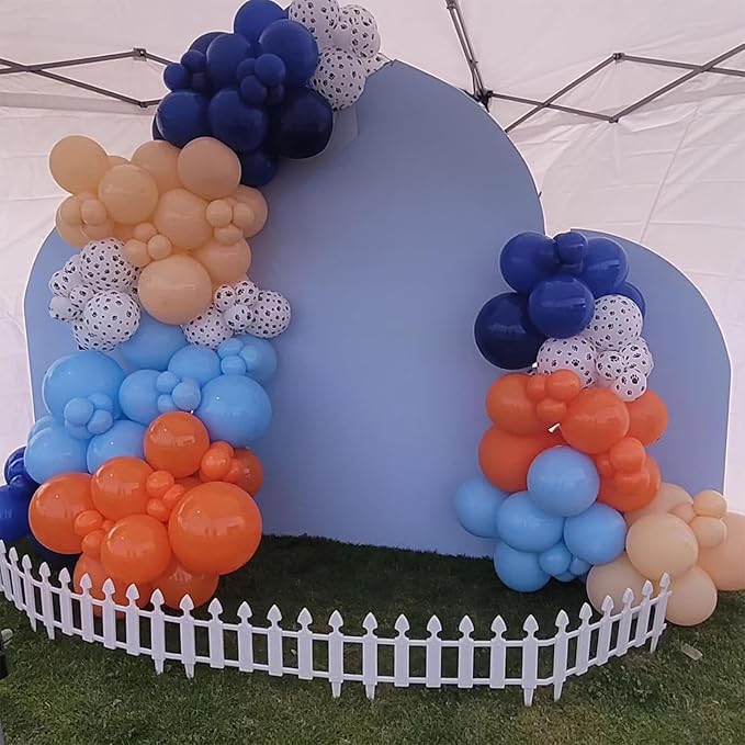 Dog Paw Balloons Orange and Blue 60pcs 12 Inch Paw Print Puppy Balloons Navy Blue Pastel Orange Beige Latex Helium Balloon for Boys Paw Space Theme Baby Shower Blue Birthday Party Decorations