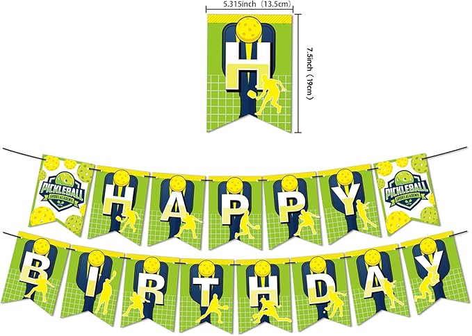 Pickleball Party Decorations Pickleball Birthday Party Supplies Includes Pickleball Birthday Banner Cake Topper Cupcake Toppers Balloons for Pickleball Birthday Decorations Party Favors