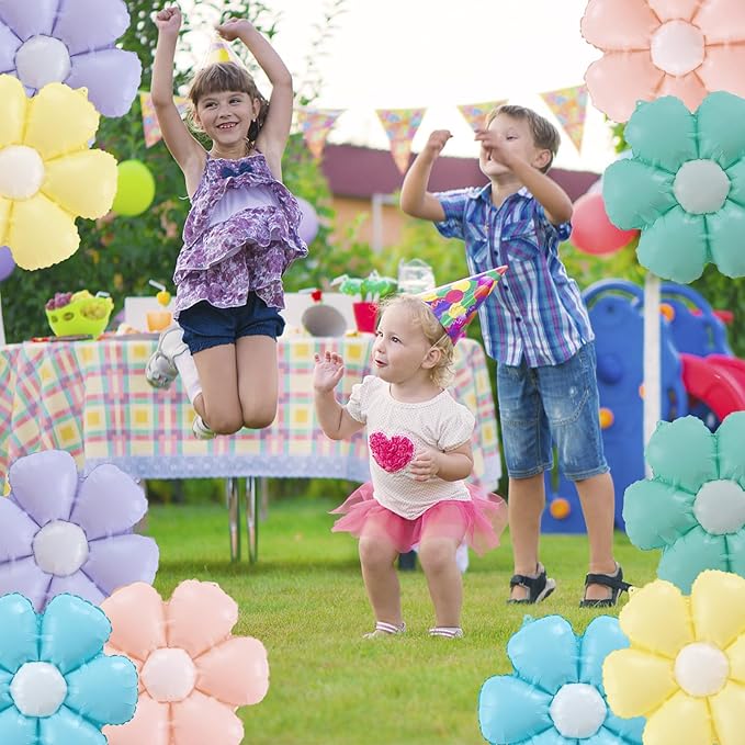 ZHENGYE Daisy Balloons Flower Theme Party Mylar Balloon Daisy Birthday Party Decoration Supplies(10 Pcs)