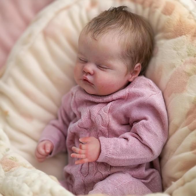 WOOROY Realistic Reborn Baby Dolls – 18-Inch Real Life Sleeping Newborn Girl, Lifelike Doll with Weighted Soft Body, Handmade Gift Toy with Accessories for Kids Age 3+