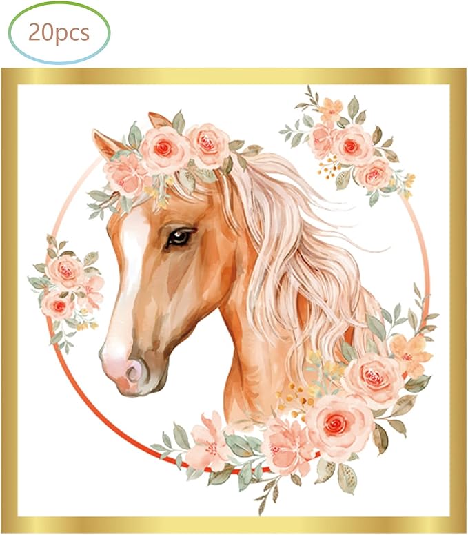Horse Birthday Party Supplies, 20 Plates and 20 Napkins, Cowgirl Wild Horse Birthday Party Baby Shower Decorations Supplies Paper Plates Napkins for Girls Kids 20 Guests