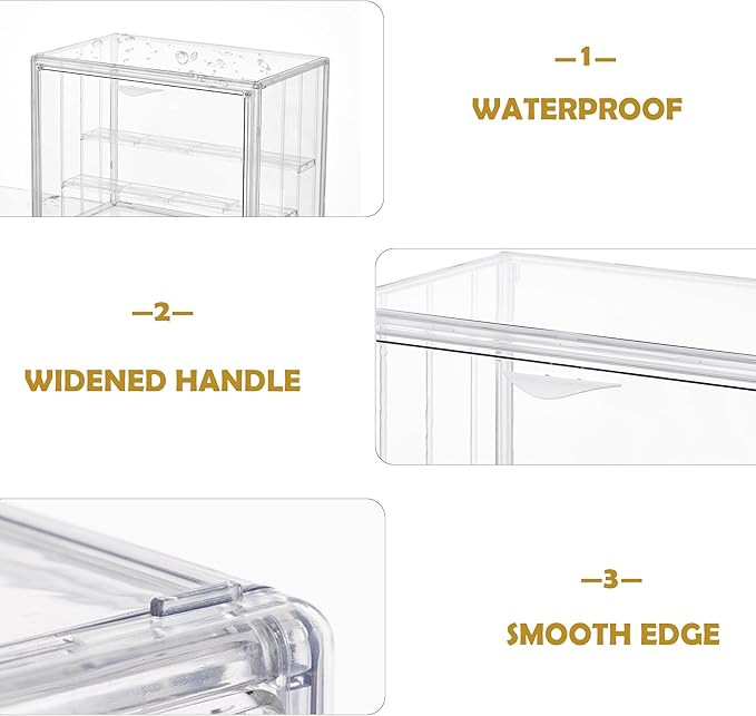 Acrylic Display Case for Collectibles 3 Layer Adjustable Figure Display Cases with Magnetic Door Clear Stackable Display Box for Figures Showcase 2Pack