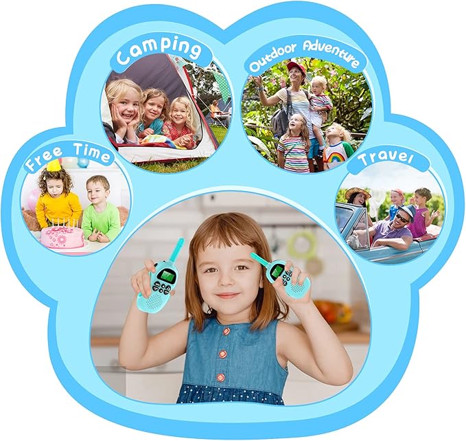 Walkie Talkies for Kids, 2 Pack Rechargeable Kids Walkies Talkies, 3km Long Range, Indoor Outdoor Toys for Outside, Camping, Hiking Family Games, Toys for Boys Girls Ages 3-12 (Blue + Pink)