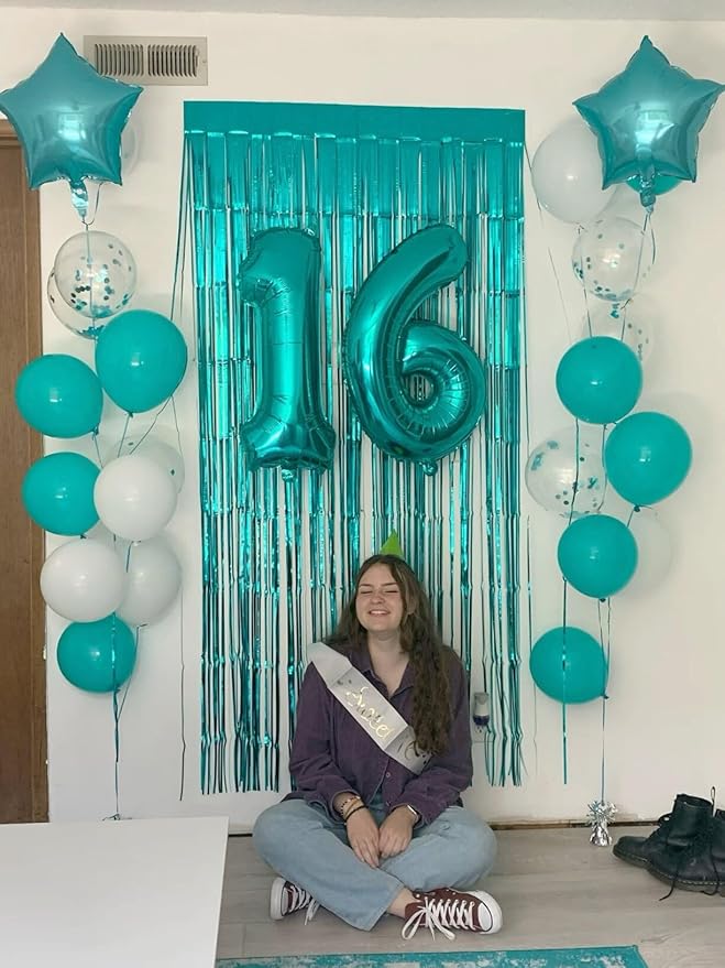 Teal Blue Number 1 Balloon 40 inch, Number 1 Birthday Balloons for Boy Girl, Teal Blue Foil One Balloon for 1st 10 11 12 16 18 Birthday Party, Anniversary Celebration Number Decorations