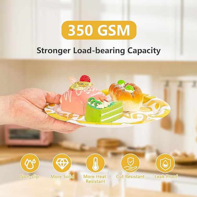 96PCS Yellow Banana Party Supplies Gold Glitter Fruit Plates And Napkins Let's Go Bananas Dessert Plates for Fruit Birthday Baby Shower Party Decorations Serves 24