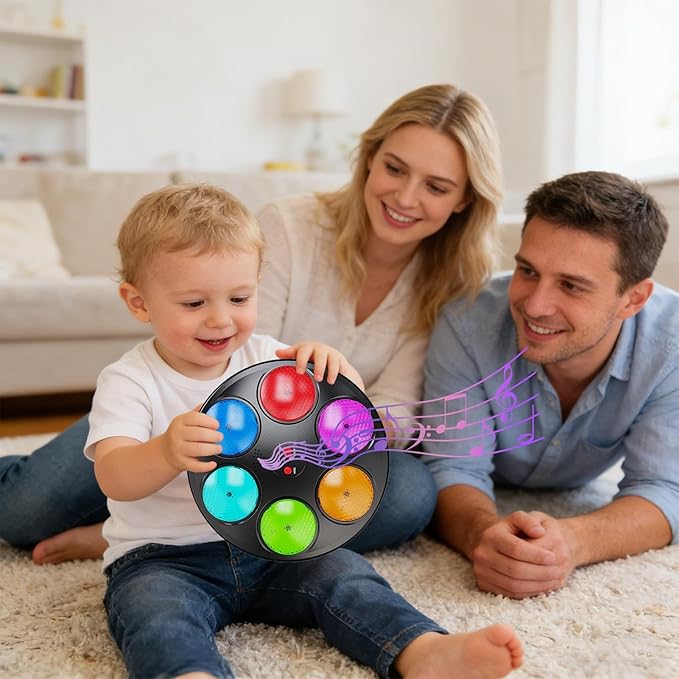 Memory Game for Kids, with Lights and Sounds Interaction, 22x22x4cm, Machine Light Sound Interactive Memory Challenge Toy, Handheld Electronic Game, 3 Modes of Play, for Kids Ages 3+