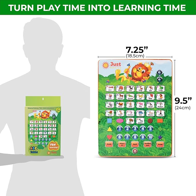 Just Smarty Alphabet Tablet to Learn Letters, ABC, Numbers, Shapes, Colors, Music & Words, Interactive Toddler Learning & Education Toys for Kids - Gifts for Age 3 4 5 Year Old Boys and Girls