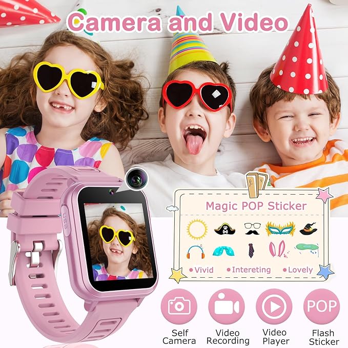 Cosjoype Smart Watch for Kids Age 4-12, 39 Games Touchscreen Girls Watch with Video Camera Music Player Pedometer Flashlight, Toys Christmas Birthday Gifts for Kids Age 5 6 7 8 9