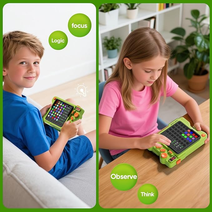Super Decoder Game, 4-in-1 Code Breakers Game for 1-2 Players, Handheld Games for Kids and Adults, STEM Development Toys for Boys and Girls, Travel Games for Road Trip