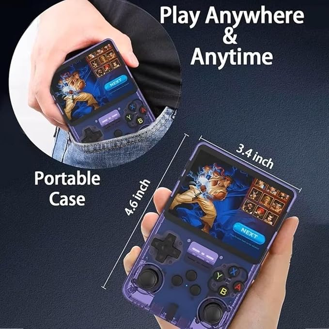 K36 Handheld Game Console 3.5" IPS 500nit 16000+ Games Emulator for PS1/PSP/DC/N64/SS Portable Retro Classic Mini Game Pocket Video Game Player (Purple-64G)