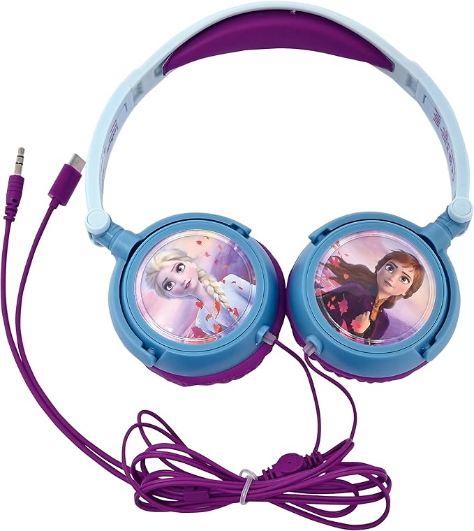 Lexibook Disney Frozen Elsa Stereo Headphones, Kid-Friendly Power, Foldable and Adjustable, Blue/Black, HP010FZ
