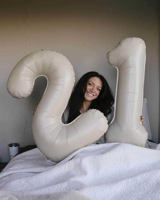 40 Inch Cream Number 4 Balloon, Giant 4 Number Balloons for 4th Birthday Decorations, Party Supplies for Baby Boy Girl, Cream Party Decor