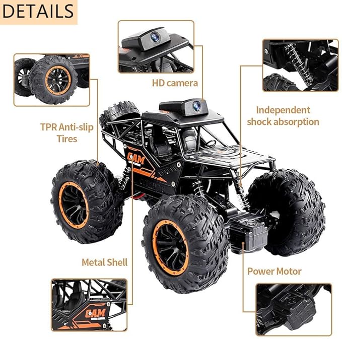 RC Car, 1:18 Remote Control Car with Camera, High Speed Alloy Off Road Truck Fast Racing Vehicle Electric Hobby Toy Car Gift for Boys Kids Teens Adults