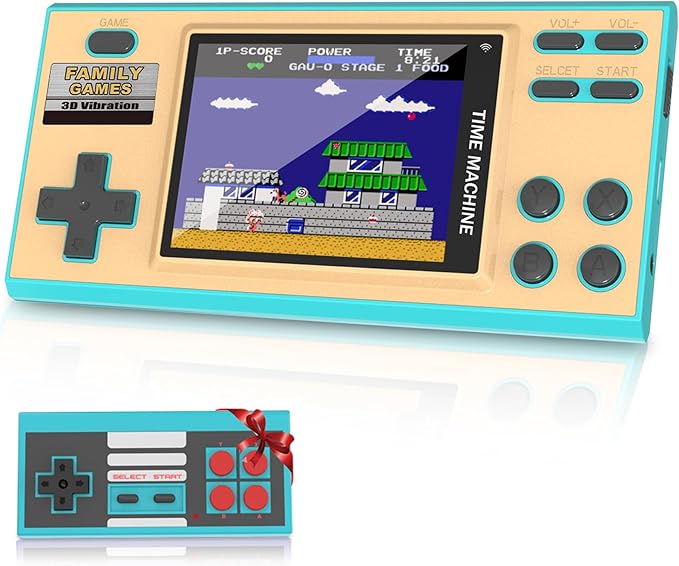EASEGMER Handheld Games for Kids, Built-in 198 Classic Plug and Play Games, 3 Inch Portable Video Games Player Best Kids Electronic for Boys Ages 4-12 (Blue)