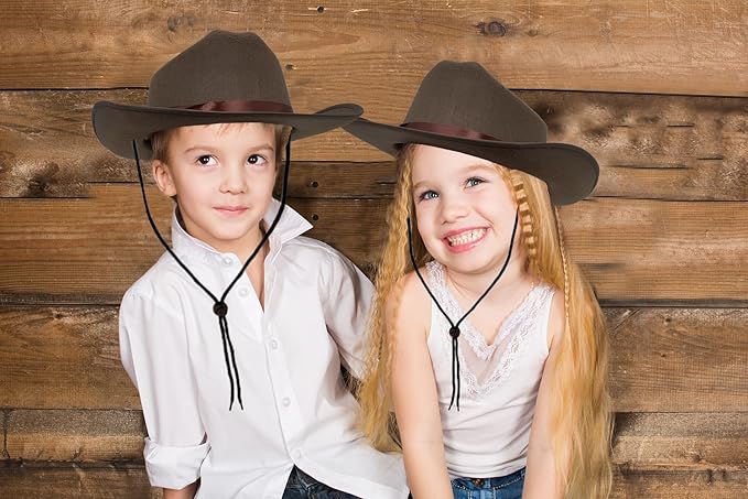 The Dreidel Company Cowboy Felt Western Hat, 22" Circumference Dress Up Costume Clothes for Kids, Pretend Play, Party Favors