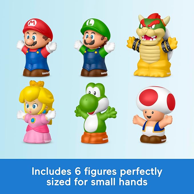 Fisher-Price Little People Toddler Toy My Mario 6-Piece Character Figure Set for Preschool Pretend Play Kids Ages 18+ Months
