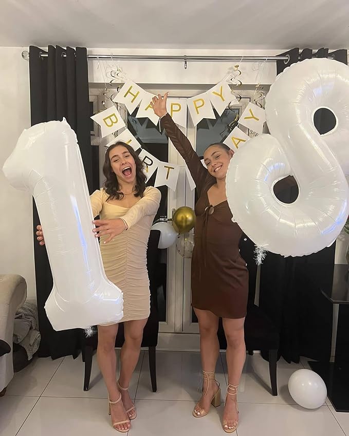 40 Inch White Number 3 Balloon, Giant 3 Number Balloons for 3rd Birthday Decorations, Party Supplies for Baby Boy Girl, White Party Decor
