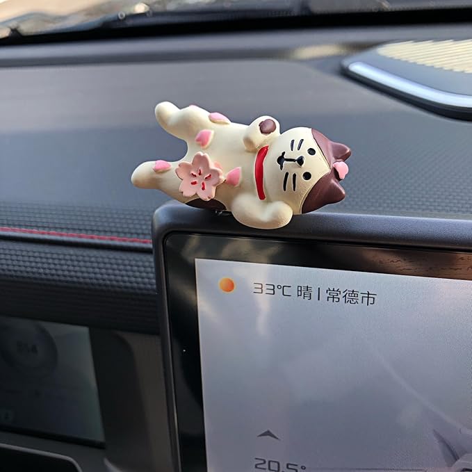 Cute Anime Cats Car Dashboard Decorations Accessories Interior for Women Men, Funny Mini Cat Collectibles Figurines for Car Display Decor Rearview Mirrors Decoration Computer Monitor Ornaments