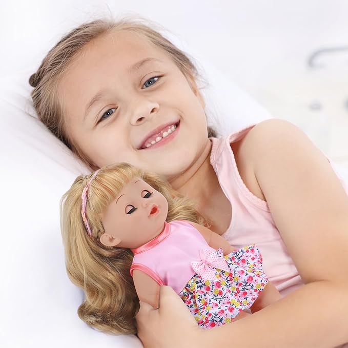 GAGAKU 12 Inch Baby Doll with Hair - Full Vinyl Baby Doll for Girls Ages 3-6 Years, First Baby Doll Playset with Accessories for Toddlers 1-3