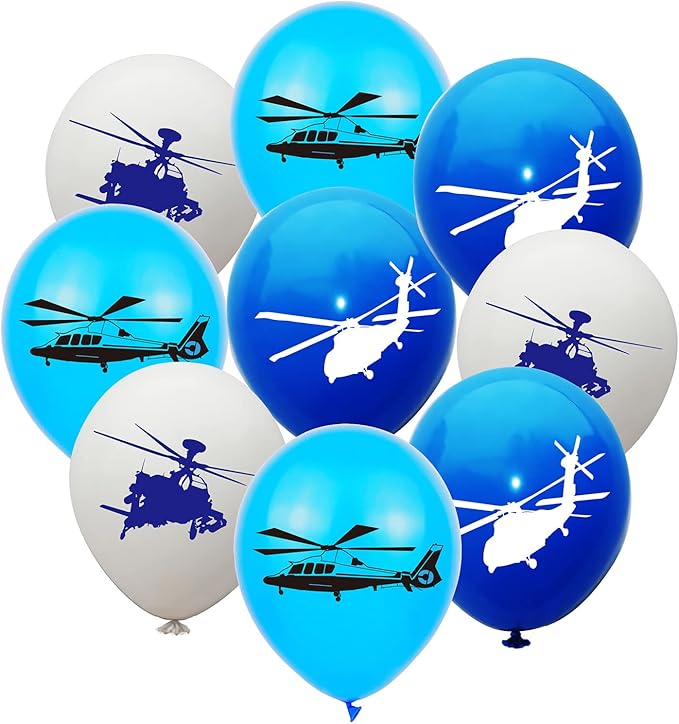 Helicopter Birthday Party Supplies Helicopter Party Decorations Airplane Themed Party Supplies Includes Balloons Birthday Banner, Spirals, Cake Cupcake Toppers for Helicopter Aviator Aviation Party