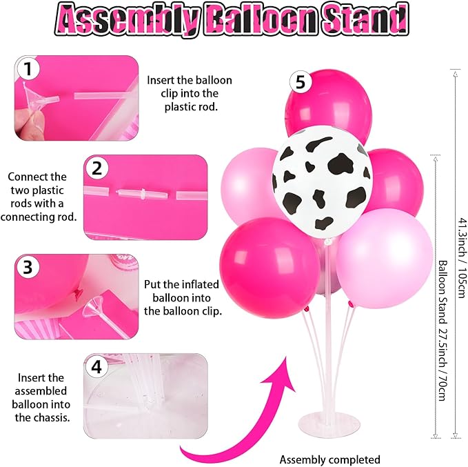 185Pcs Cowgirl Birthday Party Decorations Supplies - Includes 20 Guests Tableware Set and Birthday Banner Backdrop Foil Balloons Stand Cake Toppers for Western Disco Cowgirl Party Decor