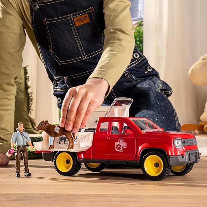 Schleich Farm World - 29 PC Veterinarian, Truck and Cow Figurine with Accessories Playset - Farm Animal Toys for Boys and Girls - Vet Animal Hospital Play Set for Toddlers and Kids Ages 3+ | 42727
