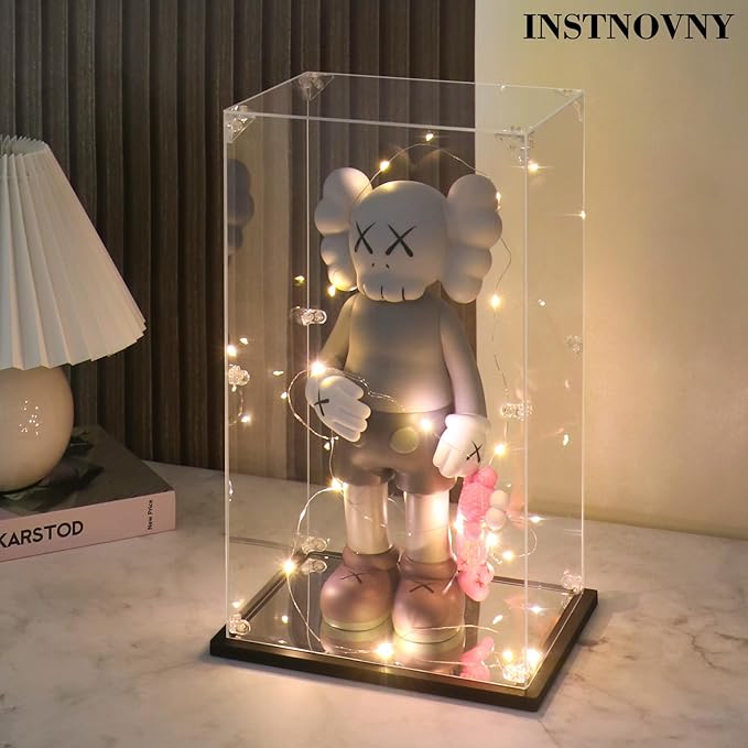 Acrylic Display Case for Collectibles Assemble Display Box for Bearbrick 1000% Clear Acrylic Case for Display Lego Toys Dolls Action Figures Storage(Black,15.4*9.8*29.1 inch)