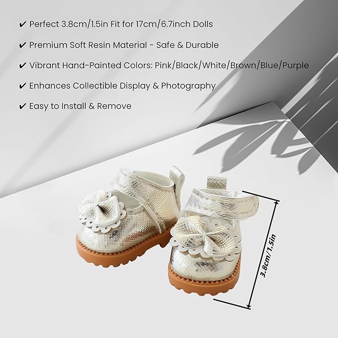 Clothes for Lu bubu 17cm Dolls Accessories(No Doll), Cute Outfit Set 5 Pieces Bib Pants for 17cm Doll Suit, Stylish Dress Up Overalls Doll Clothing Set Replacement with Hat Clothes Shoes Beige
