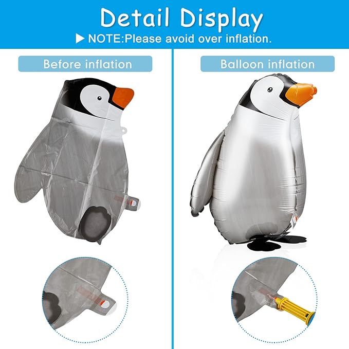 6 Pieces Walking Penguin Balloons Penguin Foil Pet Walking Animal Helium Balloons for Baby Shower Birthday Party Decoration Supplies