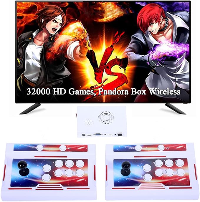 GWALSNTH 32000 in 1 Wireless Pandora Box Bluetooth Arcade Games Console,1280X720 Display,3D Game,Search/Save/Hide/Pause,1-4 Players