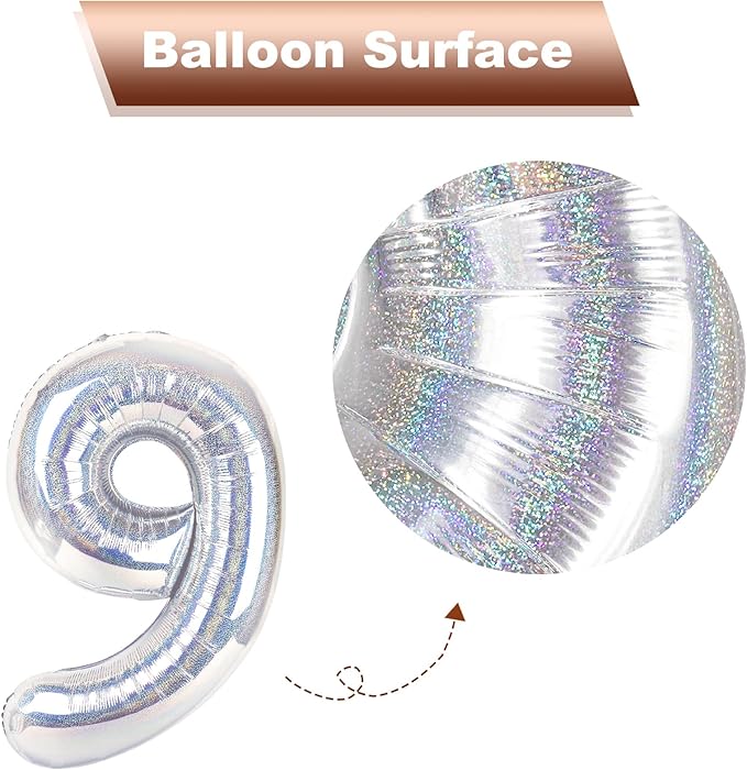 Laser Silver Number Balloon 40 Inch, 0 Number Balloons, 10 20 30 40 50 Numbers Balloon Birthday Decorations, Party Supplies for Women