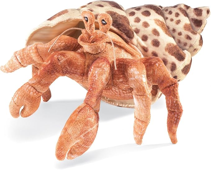 Folkmanis Hermit Crab Hand Puppet, Orange; Cream; Brown, 1 EA