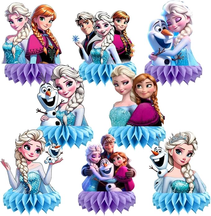 8Pcs Frozen Table Centerpieces Birthday Party Supplies Double Side Table Decorations for Frozen Party Decorations