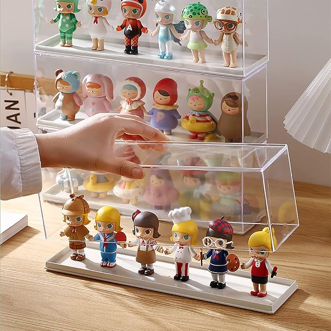 Clear Acrylic Display Case for Mini Pop Figures,Desktop Storage Cabinet Organizer for Doll Toy Collectibles, Action Figures, Mini Figurines Dustproof Protection
