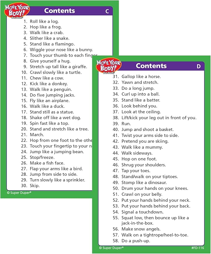 Super Duper Publications | Move Your Body Fun Deck | Occupational Therapy Flash Cards | Educational Learning Materials for Children