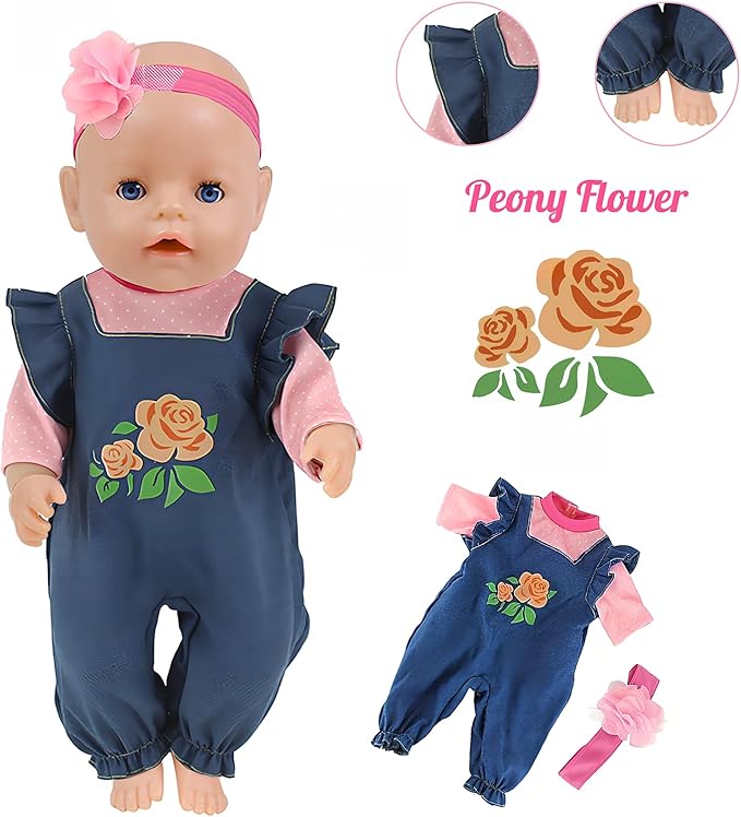 14-18 Inch Baby Doll Clothes 5 Sets Accessories Dress with Hats Socks for New Born 43cm Toy Baby Doll 14-16 Inch/15 Inch/18 Inch/Girl&Boy