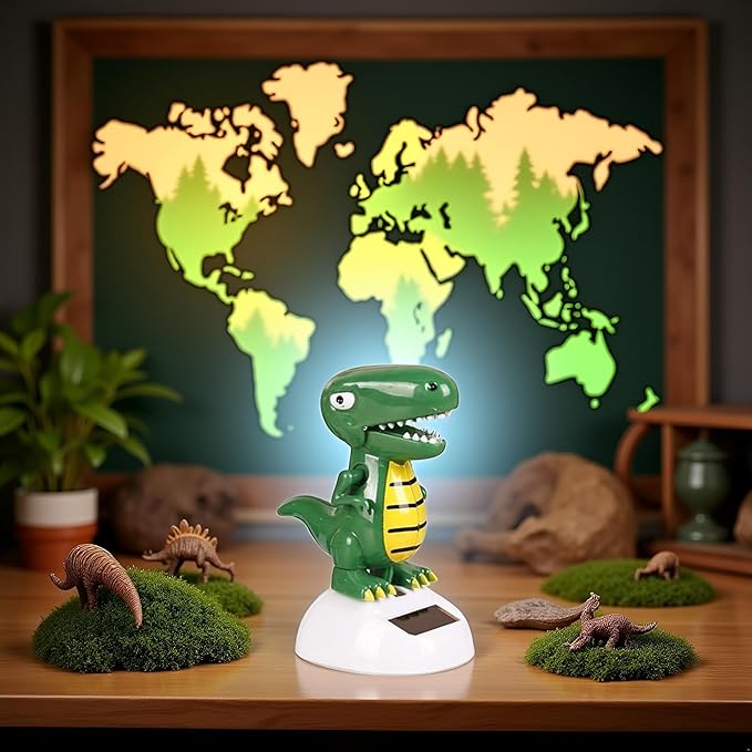 Green Solar Powered Dancing Dinosaur,Decoration Gift,Swinging Dancer Ornaments,No Battery Required,Desk and Dashboard Decor Home Decor Birthday Gifts Solar Power Kits Learning and Education