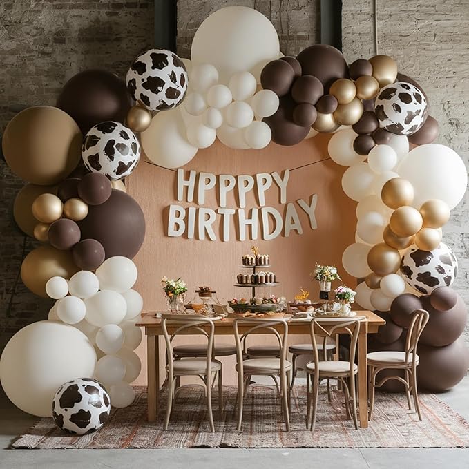 Western Cowboy Party Balloons,12 Inchs Black White Blush Brown Gold Balloons, Party Balloons for Birthday Baby Shower Engagements Weddings Anniversary Party Decorations