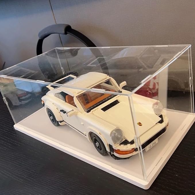 Thickened Clear Acrylic Display Case for Lego 10295 10337 10330 10353 76450 42176 43268 42170 42160 10300 Collectibles 1/18 Rc Car, Transparent Box Dustproof with Light, White Inside 15.7x7.9x7.9in