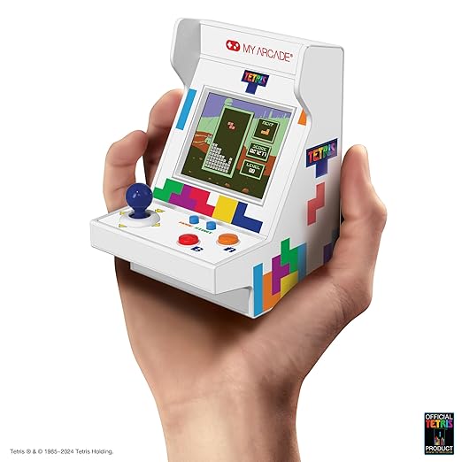 MY ARCADE Tetris Pico Player: 3.7" Fully Playable Portable Tiny Arcade Machine with 101 Retro Games, 2" Screen Color Display, Small