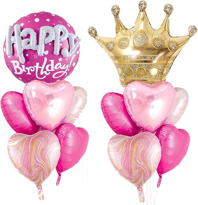 Pink Balloons Pink Birthday Set Of 2 Foil Helium Mylar Balloons,For Princess Birthday Party Decorations Baby Shower Supplies