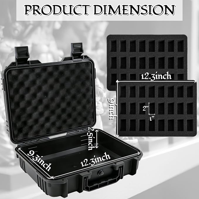 Miniature Carrying Case, 48 Slot Sturdy Figure Storage Box with 2 Shock-Absorbing Foam Layers, Portable Hard Shell Figurine Transport Organizer for Mini Action Figures, Collectibles