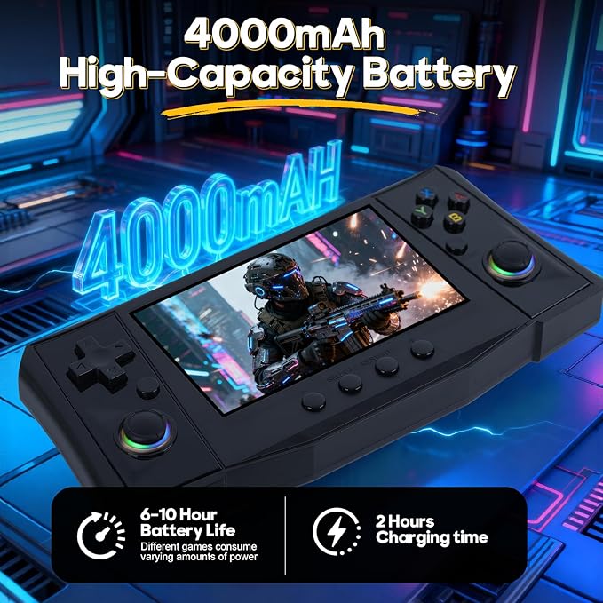2025 New R50 Retro Handheld Game Console, 50000 Preloaded Games, 256GB Expandable Storage, 4.5 Inch IPS HD Screen, Portable Gaming Device with Long Battery Life (Black)