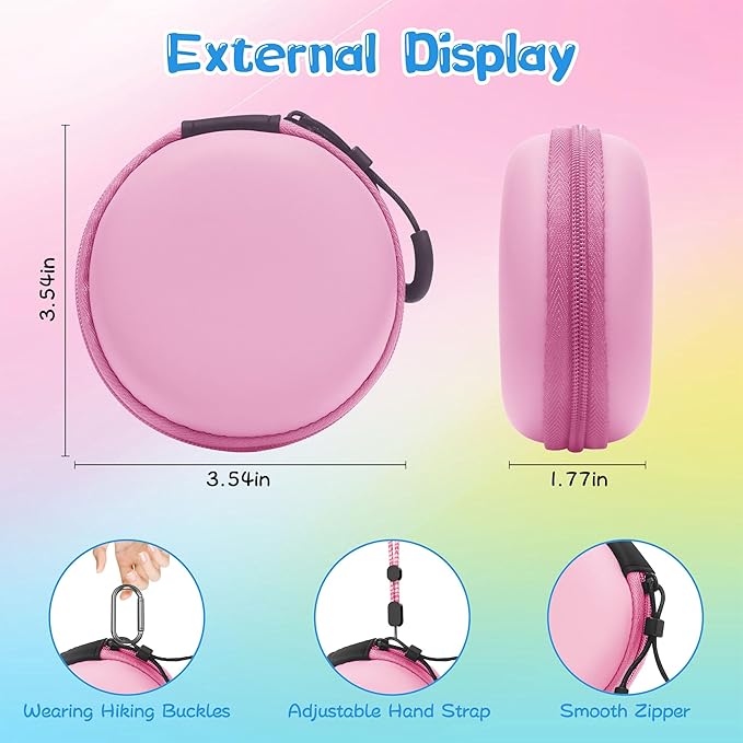 Carrying Case for Tamagotchi Paradise/Nano-MALS, Hard EVA Portable Storage Protector Cover with Lanyard & Carabiner for Kids, Case Only (Pink)