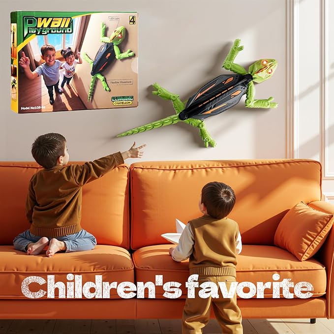 Wall Climbing Gecko, Remote Control Lizard Crawler with LED Lights for Kids, Crawling Electric Birthday Gifts for Boys & Girls