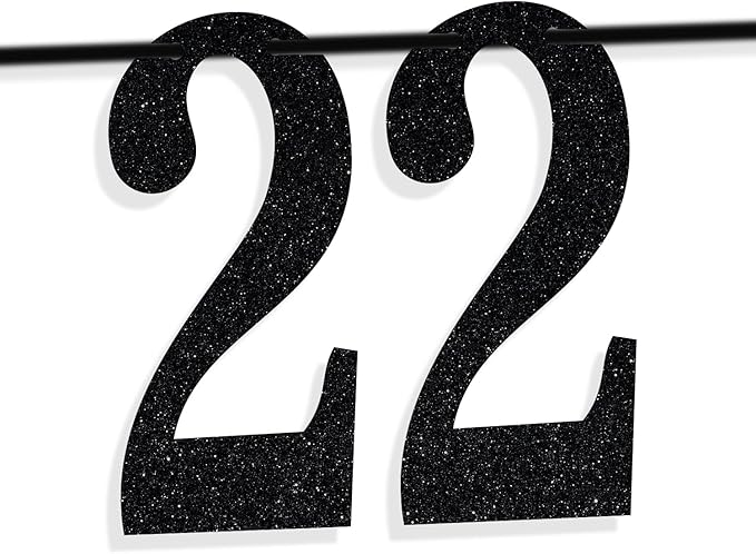 Black Glitter Look at You Turning 22 & Sh*t Banner, Happy 22nd Birthday/Level 22 Unlocked/Cheers to 22 Years, Funny 22nd Birthday Party Decorations Supplies