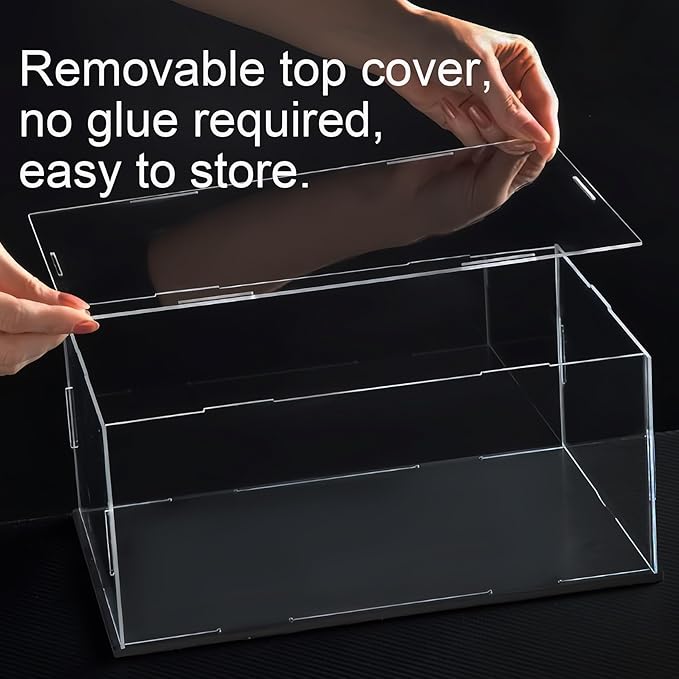 25 x 15 x 10cm Acrylic Clear Display Case Perspex Box Display Cabinets for Collectables, Assemble Countertop Dustproof Protection Showcase for Toys Models Action Figures
