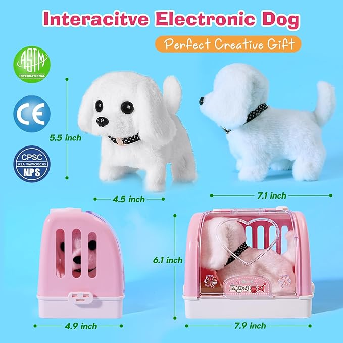15 Pcs Robot Puppy Dog Toys for Girls Kids Boys, Realistic Robot Puppy Toys with Walk & Bark, Toy Gifts for 3 4 5 6 Year Old, Ideas 3 4 5 6 Year Old Birthday Gifts
